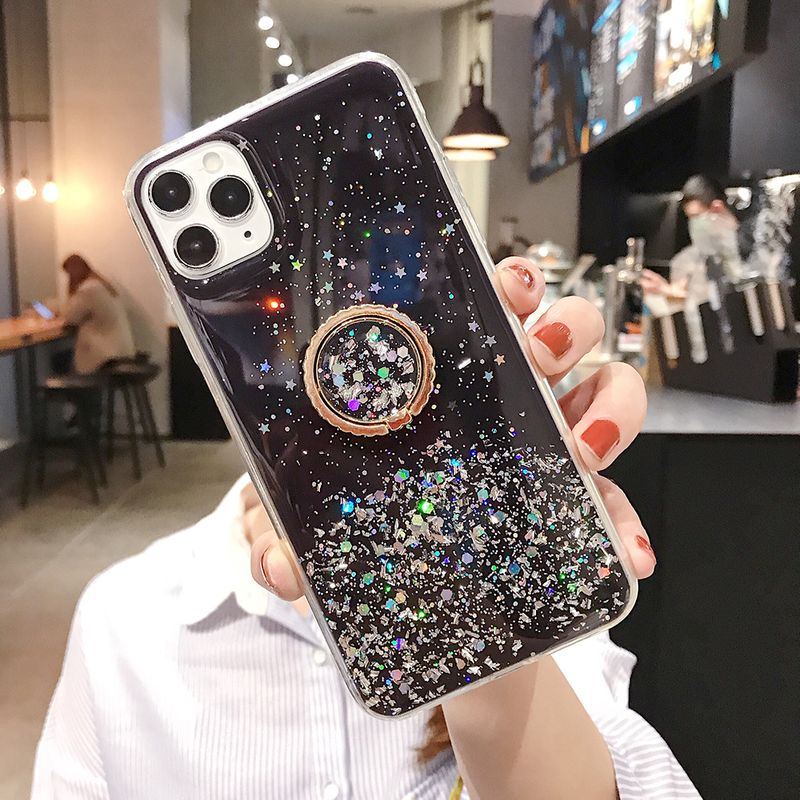 LOVECOM Gradient Glitter Case For Samsung Galaxy S23 Ultra S21 S20 FE S22 Plus A14 A54 A53 A52 A23 Finger Ring Soft Clear Cover_voghion.com
