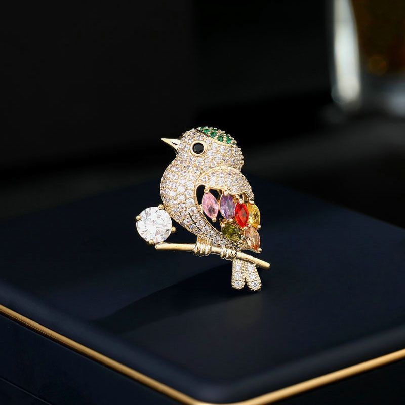 Koreansk mode fuglebroche til kvinder, ny dyrekorsage, eksklusive diamantnåle, nichedesign, jakkesættilbehør_voghion.com