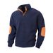 Men's Clothing Men's Stand Collar Color-Block Sweatshirt – Slim-Fit Contrast Panel Pullover For Modern Minimalist Style_voghion.com