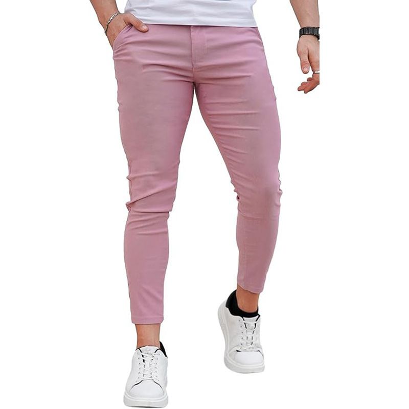 Men's Clothing Jogging Stretch Slim Twill Solid Color Men's Slim Fit Stretch Jogger Pants For Running & Daily Wear - Comfortable, Stylish & Versatile_voghion.com
