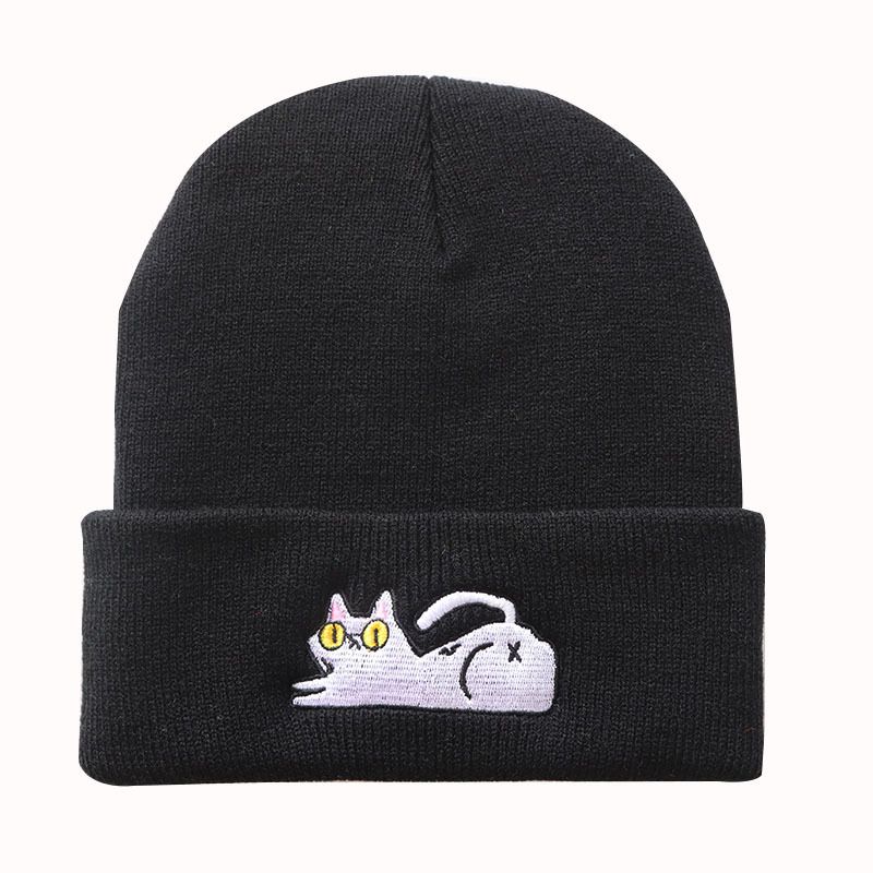 Unisex, elevi și studenți, drăguț pisică leneșă, brodat, tricotat, pălărie termică, pulover, hip hop, pălărie de lână_voghion.com