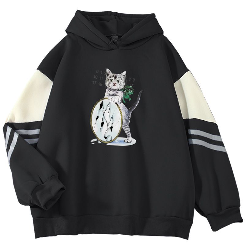 Sweat-shirt à manches longues pour célébrités d'Internet, haut de gamme, motif chat mignon, nouvelle collection printemps-automne 2024_voghion.com