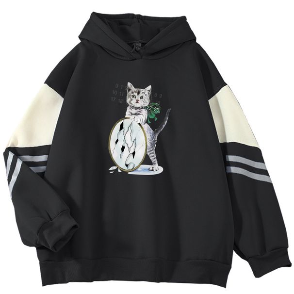Sweat-shirt à manches longues pour célébrités d'Internet, haut de gamme, motif chat mignon, nouvelle collection printemps-automne 2024_voghion.com