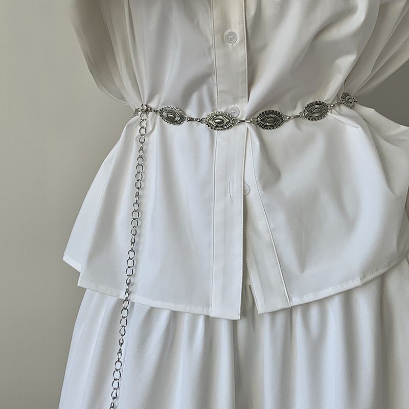 Silver Waist Chain Design Sense Accessory Versatile Dress 2024 New Summer Belt High-end Simple_voghion.com