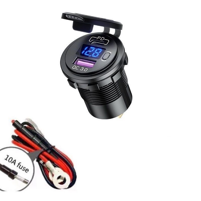 New Phone Charger PD+QC3.0 Modified With Voltage Display And Switch Car Charging_voghion.com
