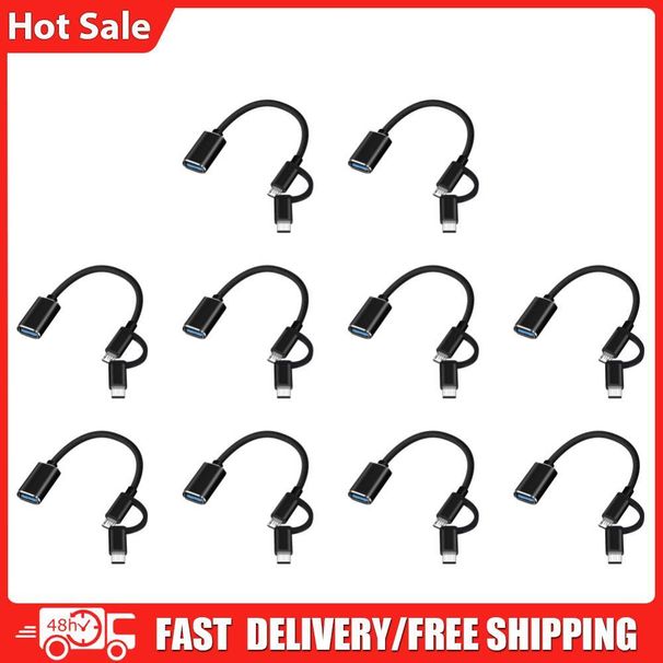 Câble adaptateur USB Type-C et Micro vers USB OTG, adaptateurs portables 2 en 1 pour téléphone portable_voghion.com