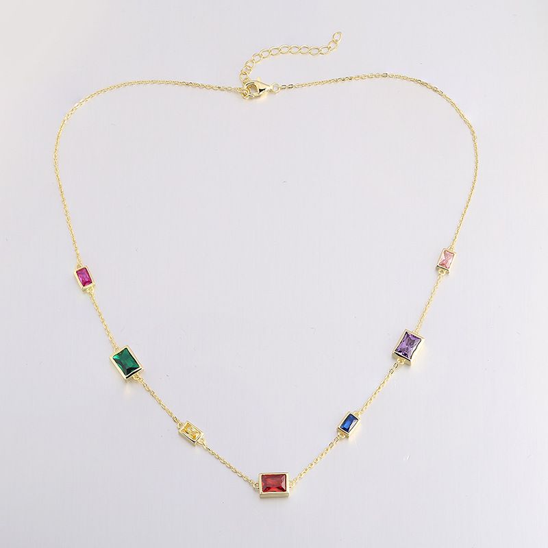 Forest Necklace, Colorful Diamond Splicing Pendant, Temperament Rainbow Necklace, Clavicle Sweater Necklace Accessories, Sweet And Cool Necklace_voghion.com