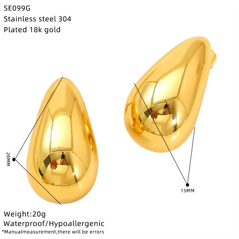 Orecchini unisex in acciaio al titanio con goccia d'acqua, stile alla moda e freddo, di alta qualità, di lusso, leggeri, in acciaio inossidabile._voghion.com