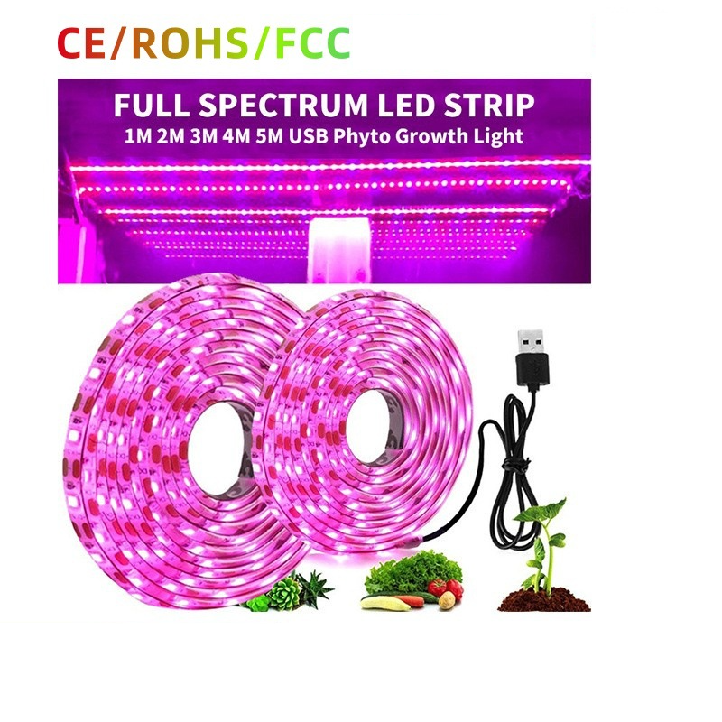 ​5V 2835 LED Full Spectrum USB Plant Grow Light Strip, Waterproof Indoor Lighting For Flowers, Succulents, And Herbs​_voghion.com