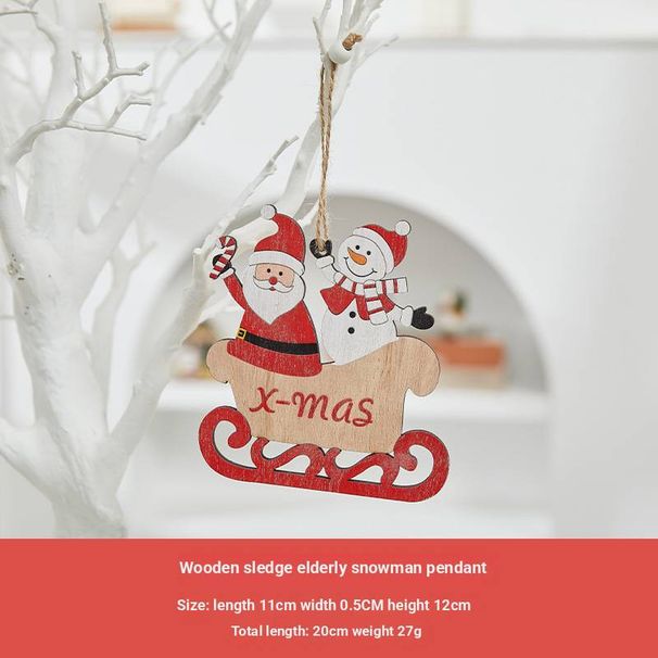 Handcrafted Wooden Christmas Ornaments Set – Rustic Snowman, Reindeer & Santa Claus Hanging Decor For Tree, Home & Classroom_voghion.com