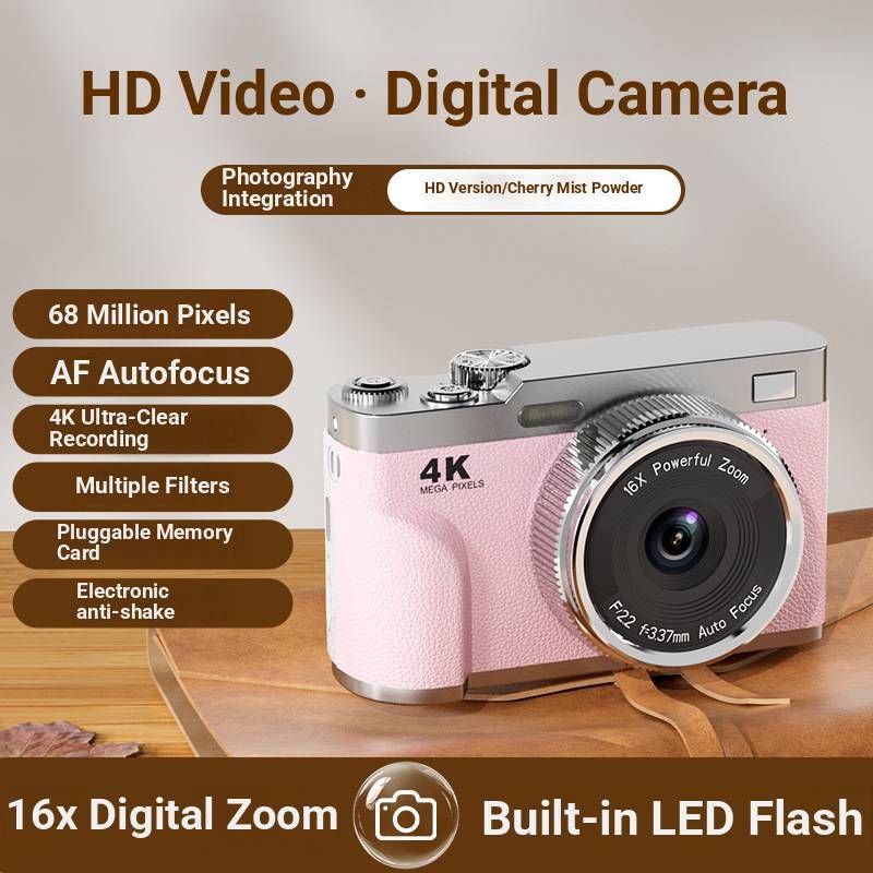 V6 Retro CCD Digital Camera – 16x Zoom Selfie Camera With Pixels & Electronic Stabilization, Compact Travel & Student-Friendly_voghion.com