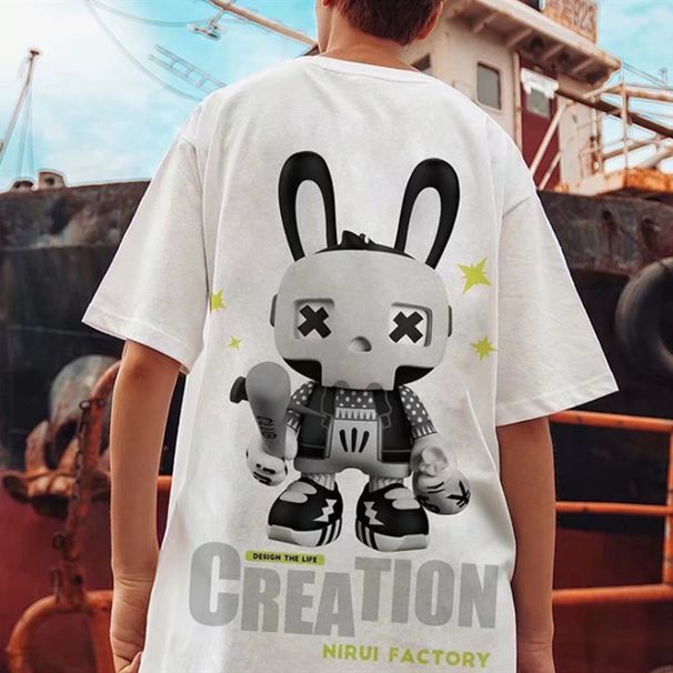 C&JChina-Chic street hip-hop label  three-dimensional printing short sleeved t-shirt men's fashion ins loose fatso_voghion.com