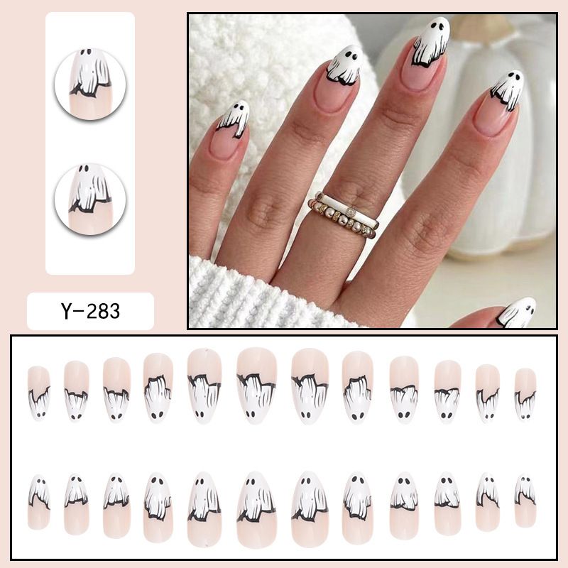Ins Style Cute Ghost Wearing Armor Water Droplet Armor Halloween Wearable Nail Stickers_voghion.com