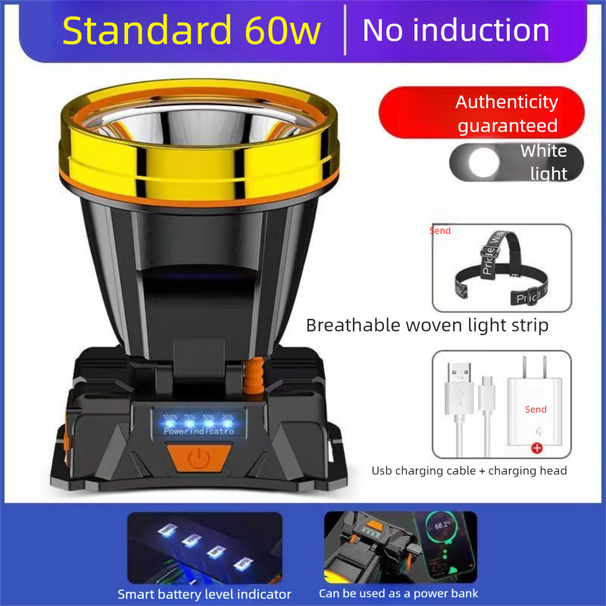 Super LED Headlamp Rechargeable Ultra Bright Night Fishing Mining Lamp Sensor Head-mounted Outdoor Flashlight_voghion.com