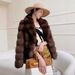 Luxury Faux Mink Fur Coat For Women - Winter Short Jacket With Starry Design & Notched Collar, Warm & Elegant Outerwear (Chestnut, S/M/L)_voghion.com