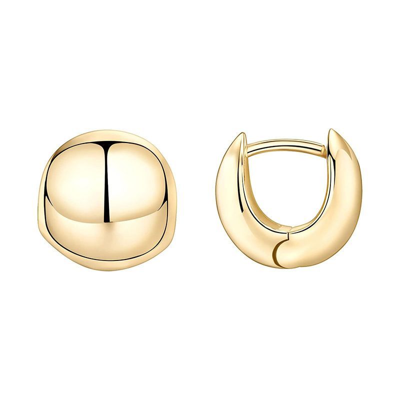 Glänzendes Oval für Frauen Wassertropfen U-förmige goldene Ohrschnallen Einfache Ohrringe_voghion.com