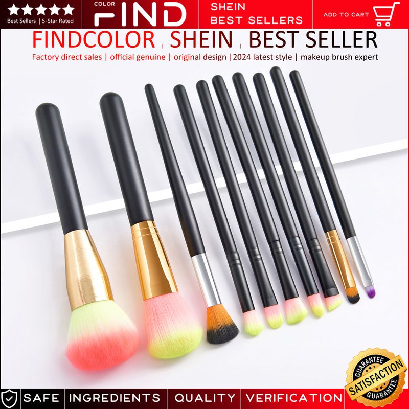 10 tk uued mustad meigipintslid, professionaalne meigikomplekt, lauvärvipintslid, tehase otsemüük FINDCOLOR_voghion.com
