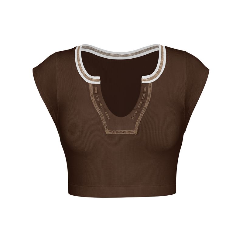 Y2K Slim Fit Ultra Short Sexy Spicy Girl Top Strickgarn Frühling und Herbst Underlay T-Shirt_voghion.com