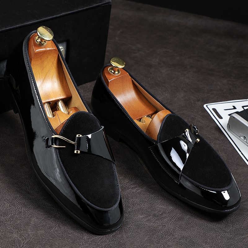 Pointed casual leather shoes buckle all match personality small leather shoes man_voghion.com