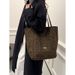 2025 Spring And Summer New Niche Design Plaid Canvas Casual Large Capacity Double Shoulder Women's Handbag_voghion.com
