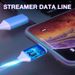 3 IN 1 Glowing LED For Samsung Xiaomi IPhone Flowing Streamer Light Fast Charger USB Cable Luminous Type C Cable_voghion.com