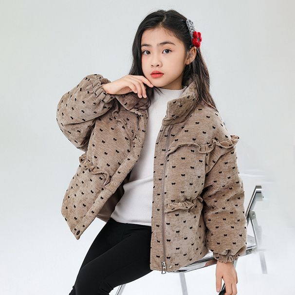 Girls' Winter Coat, Korean Style Casual Cotton Padded Jacket, Sweet And Fashionable Down Jacket For Middle And Large Children_voghion.com