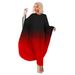 ChicShe N7933 Plus Size Women's Clothing European And American Cross-Border Source Batwing Sleeve Gradient Color Pleated_voghion.com