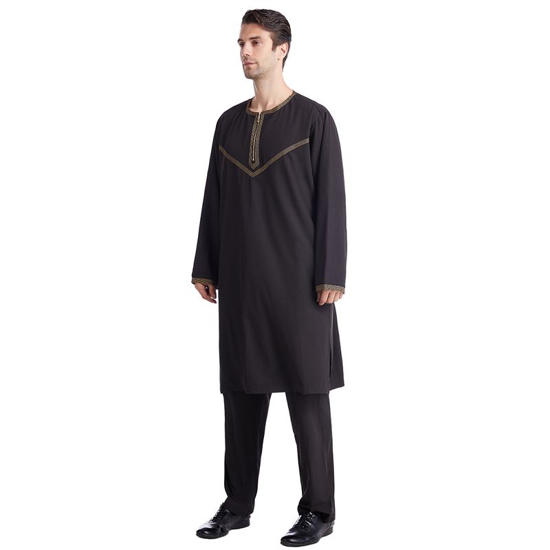 Man's clothing Embroidered robe set Muslim simple set_voghion.com