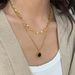Double Heart-shaped Black Pendant For Girls With Modern Temperament, Layered Sweater Chain Lock, Bone Chain, Fashionable_voghion.com