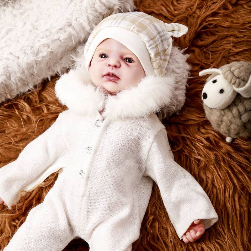 47CM newborn all-silicone baby girl doll Regenerates sleep Soft and lovely body 3D skin visible veins handmade doll_voghion.com