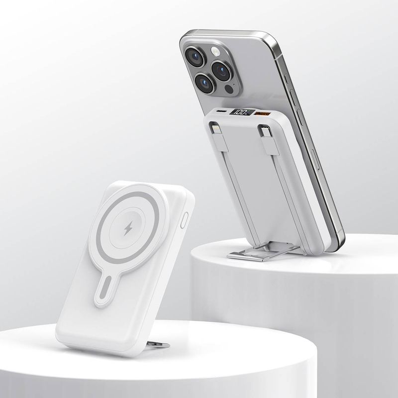 Baterie externă nouă cu suport metalic ușor pentru telefon și baterie externă wireless de mare capacitate de 10000 mAh cu cablu_voghion.com