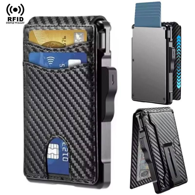 Luggage & Bags Card Holder Metal Magnetic Automatic Card Holder Credit Card Business Card Box Flip Wallet_voghion.com
