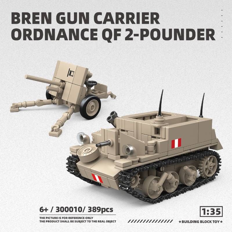 Juguete de bloques de construcción del portaaviones Bren Ordnance QF de 2 libras, modelo clásico militar del ejército de la Segunda Guerra Mundial_voghion.com