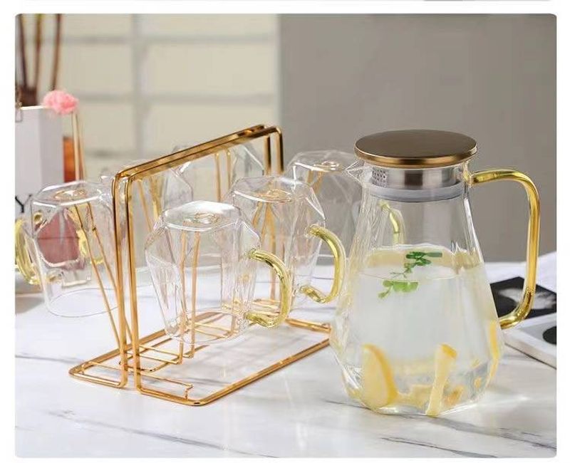 Nordic Glass Water Pitcher Set (1500ml Pitcher + 300ml Cup) – Thickened Borosilicate Carafe With Gradient Color, Shatterproof & Heat Resistant_voghion.com