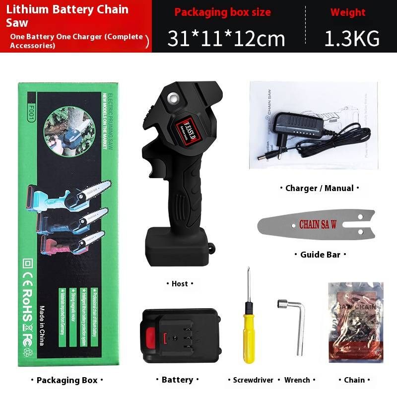 12V Cordless Lithium-Ion Chainsaw – Lightweight Handheld Electric Chainsaw For Home & Garden Wood Cutting, SK5 Chain, Rechargeable Battery Powered_voghion.com