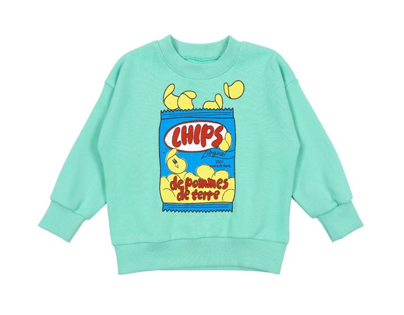 Kinderoberteile für Jungen und Mädchen im Frühjahr im neuen koreanischen Stil, trendiges, lässiges englisches Kartoffelchips-Sweatshirt mit langen Ärmeln aus Baumwolle_voghion.com