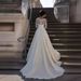 Women's lace long sleeve trailing wedding dress simple trailing slim lace satin banquet host wedding dress_voghion.com