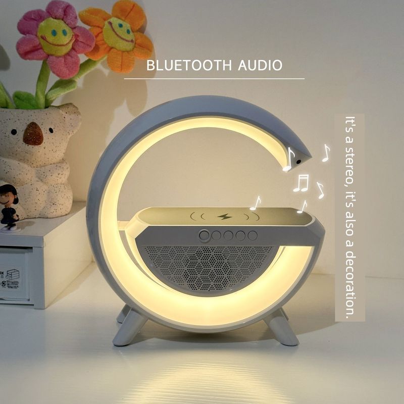 Bluetooth-højttaler trådløs opladning multifunktionel atmosfære lille natlampe alarm fødselsdagsgave lyd måneur til_voghion.com