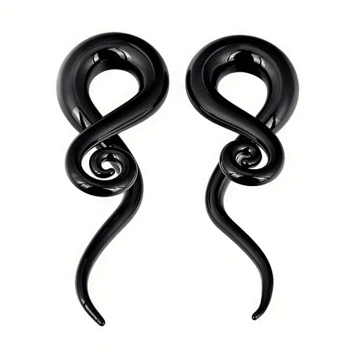 2-piece Glass Ear Cone Plug Tear Bead Spiral Meter Perforated Jewelry Set_voghion.com