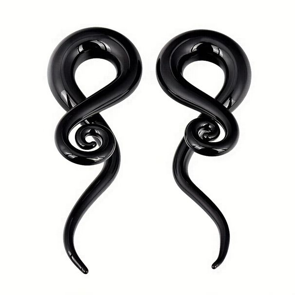 2-delige glazen oorbelplug met traankraal en geperforeerde sieradenset_voghion.com