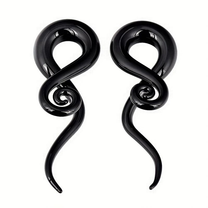 2-piece Glass Ear Cone Plug Tear Bead Spiral Meter Perforated Jewelry Set_voghion.com