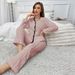 Women's Sleepwears Simple Casual Solid Color Flannel Home Clothes Pajamas Set Striped Pajamas Women's Long Sleeves And Long Pants Can Be Worn Outside_voghion.com