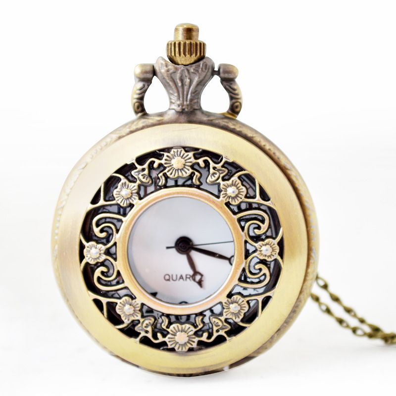 Středně velké kapesní hodinky retro malé kapesní hodinky s kostrou chryzantémy pro muže a ženy univerzální volnočasové větrné quartz hodinky_voghion.com