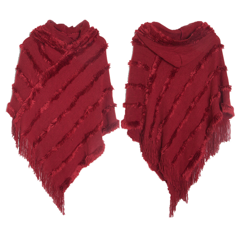 Pull à capuche unisexe de couleur unie pour femme, pull tricoté, cape_voghion.com