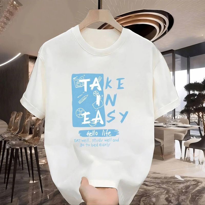 Camiseta unisex de algodón de manga corta extragrande esencial de verano 2025: camiseta informal, holgada y moderna para hombre y mujer._voghion.com