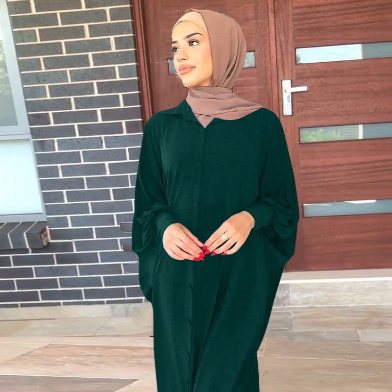 Women's clothing solid color bat sleeve dress lapel splicing maternity wear_voghion.com