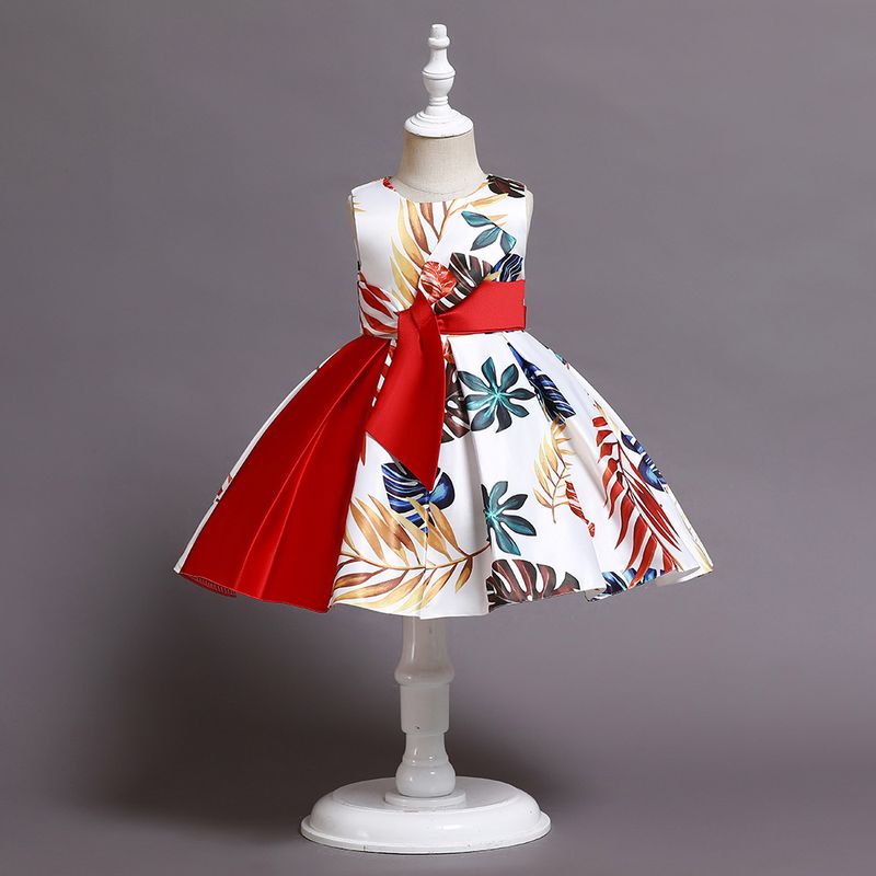 Kids’ Clothing Girl Summer Party Girl Dress Small And Medium Children Flower Big Bow Girl Dress Skirt_voghion.com