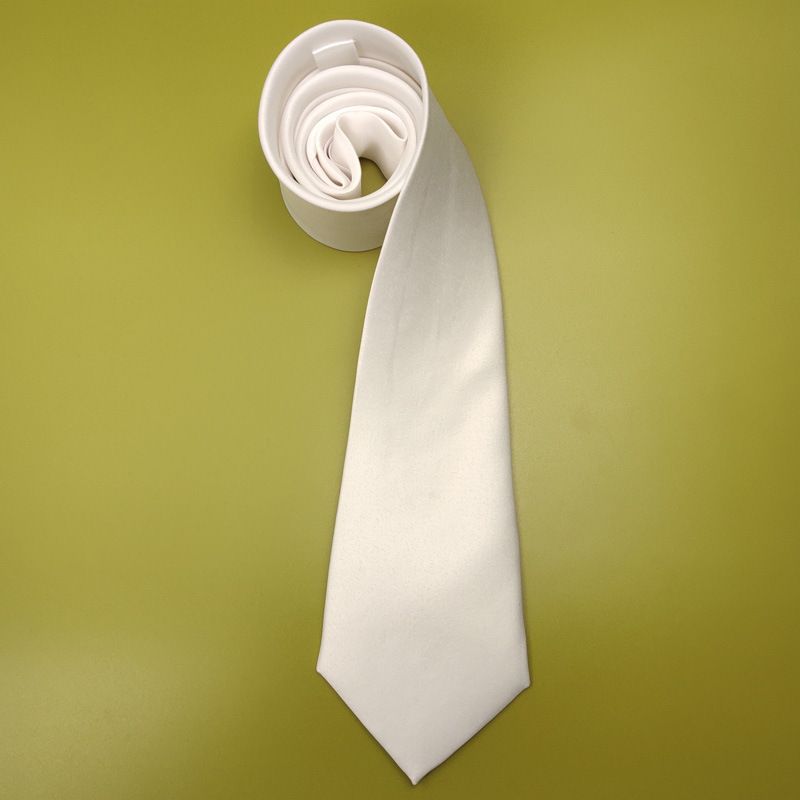 White 8cm Children's Father's Day Graffiti Painting Polyester Glossy Satin Men's Blank Tie_voghion.com