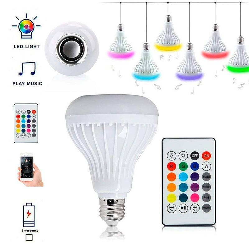 Wireless LED E27 Bluetooth Speaker RGB Smart Lam Music Bulb with Remote Control Home Bedroom Light_voghion.com