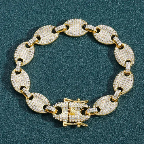 Jewelry Cuban 12mm Alloy Pig Nose Men's Diamond Set Bracelet_voghion.com